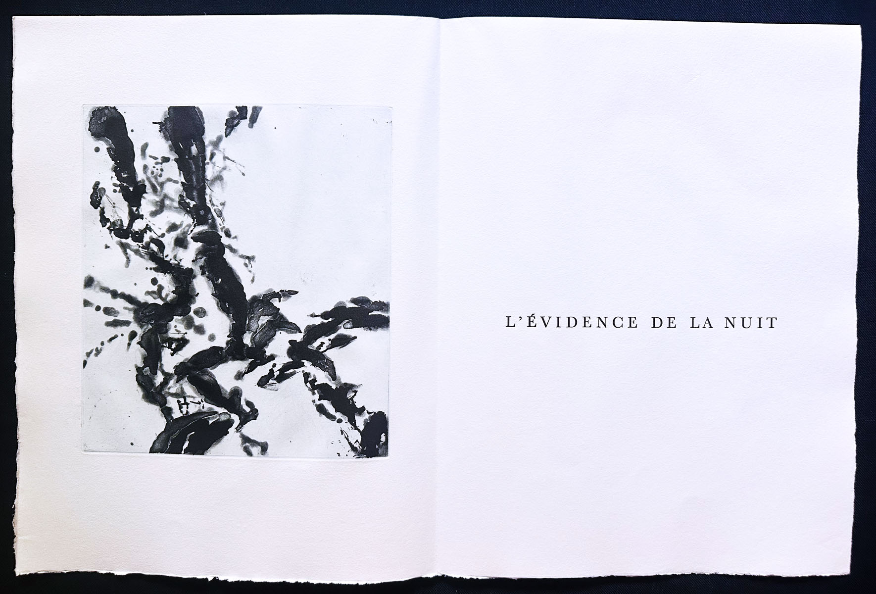 Zao Wou-Ki; Yves Peyr. L'vidence de la nuit. With four original aquatints by Zao Wou-Ki. 1991.